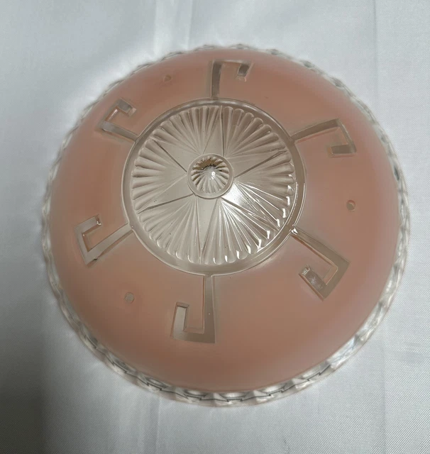 Art Deco Pink Glass 3 Hole Chain Ceiling Light Lamp Shade Vintage