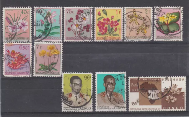 Congo Belge 1 lot de 11 timbres oblitérés