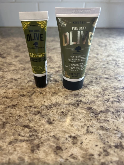 Aceite de labios de oliva griego Korres 0,34 oz. & Crepe Rescue Hand/Nail 1,01 oz FL