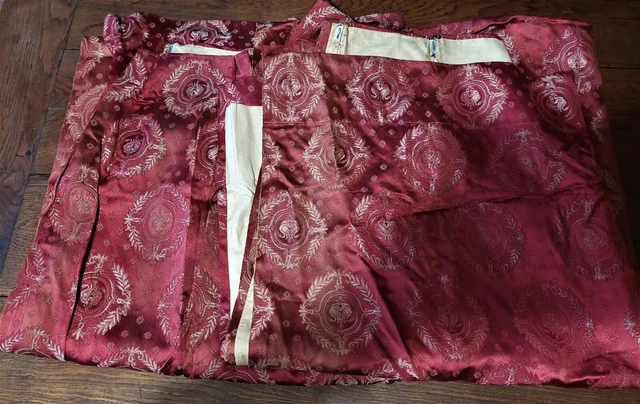 Doppio Tende Coppia Seta Rosso Epoca 19esimo 123 X 243 CM