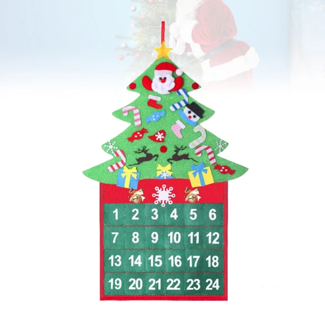 1PIEZA Navidad 24 Días Calendario Cuenta Regresiva Árbol de Navidad Formada Puerta de Pared