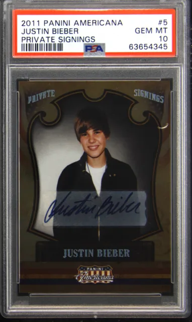 2011 Panini Americana Signings 5 Justin Bieber Auto 117/299 PSA 10 Gem Mint