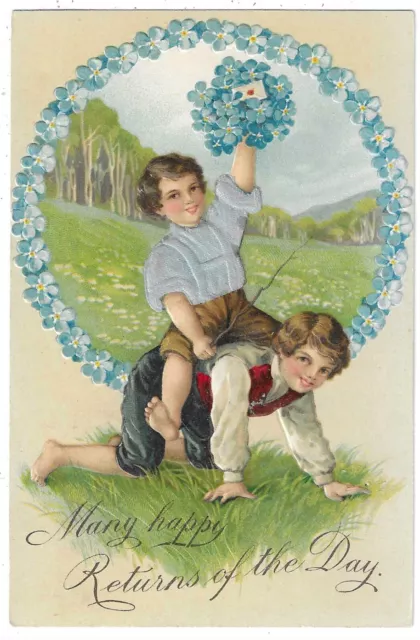 Postcard Greetings Boy with Silk Attached Shirt