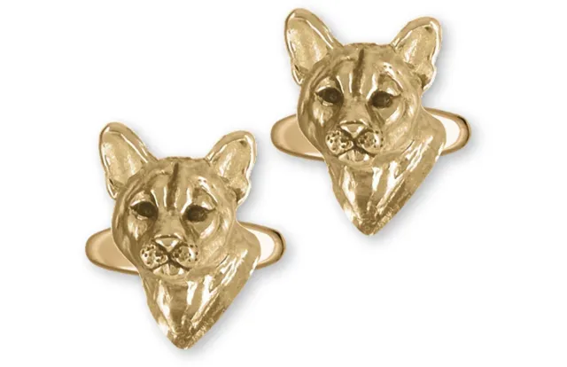 Cougar Jewelry 14k Gold Vermeil Handmade Mountain Lion Cufflinks  COU3H-CLVM