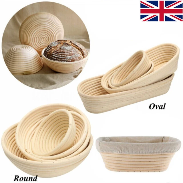 14 Inch Long Bread Proofing Basket Set - 2 Pack Sourdough Bannetons With Linen Liners, Rattan Bread Mold For 1000g Dough, Artisan Baking Tool