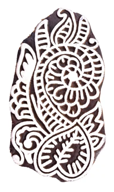 Indian Wooden Hand Carved Printing Block Textile Stamps Brown Stamp Decorative