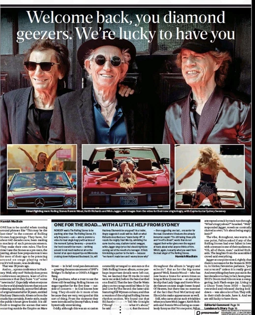 Rolling Stones New Album Hackney Diamonds Angry Video UK Clippings Articles