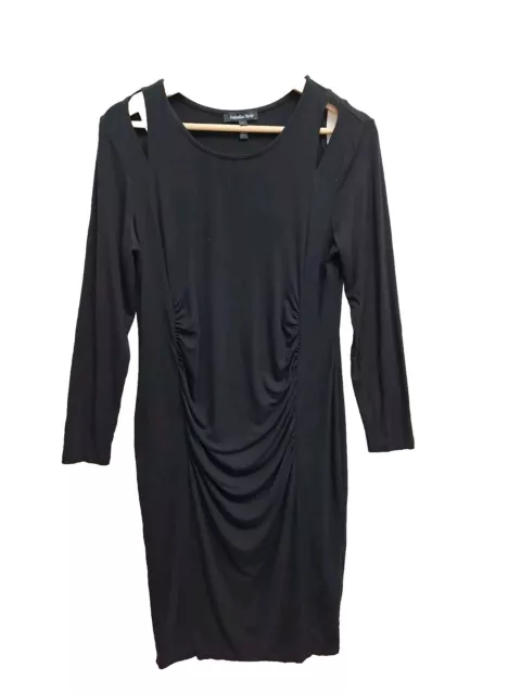 Isabella Oliver Fitted maternity Stretch Jersey dress size 4 black long sleeve
