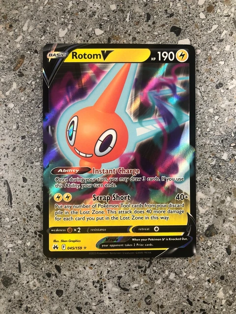 The Rarest Rotom Card POKEMON TCG CARDS Rotom V 045/159 Crown Zenith Ultra Rare Holo MINT $3. ...