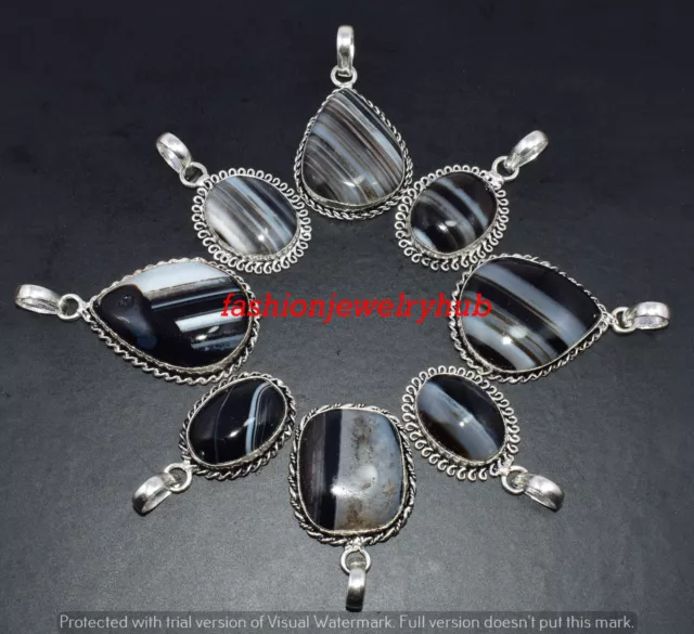 Botswana Agate Gemstone Pendant 10pcs Wholesale Lot 925 Silver Plated Jewelry