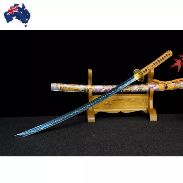 Australia Katana Green Snake Manganese Steel Blue Blade Samurai Sword Japanese