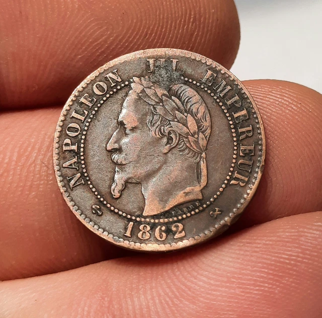 2 Centimes 1862 K Bordeaux, NAPOLÉON III,  Tête Laurée