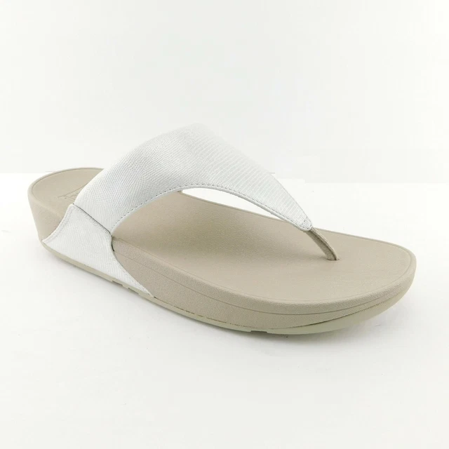 New FITFLOP Size 11 Silver LULU Thong Sandals Shoes