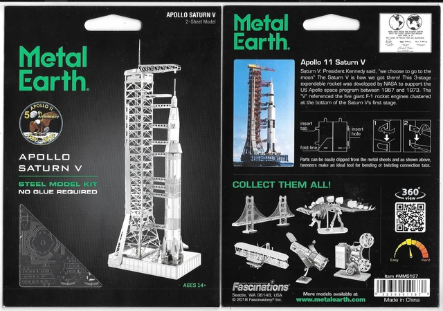 Apollo 11 Saturn V Rocket with Gantry Metal Earth Steel Model Kit NEW SEALED