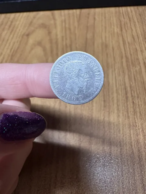 Coin Kingdom D’ Italy Vittorio Emanuele II 50 Cent Value 1863 Naples Aj