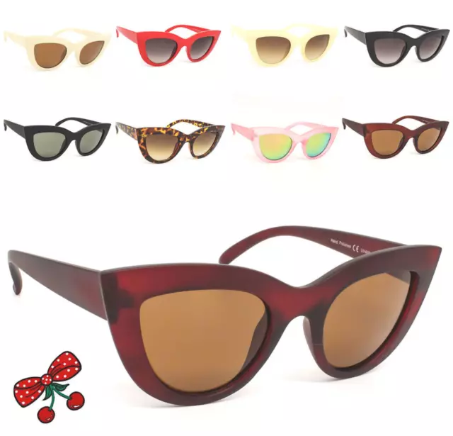 Women's Rockabilly Vintage Cat eye Sunglasses Retro 50's 60's Pin Up Pointy Tip