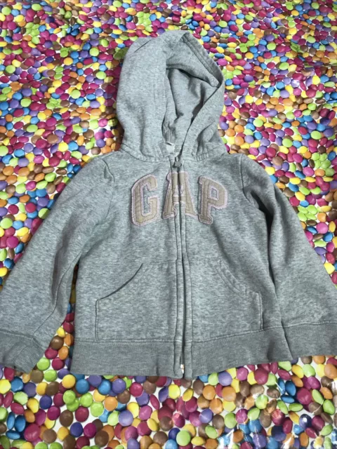 girls Baby GAP Kids Age 3 Years Grey Full Zip Hooded Long Sleeve Sweater jumper