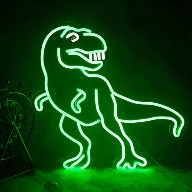 Custom Made personalised trex dinosaur kids childs bedroom wall neon sign light