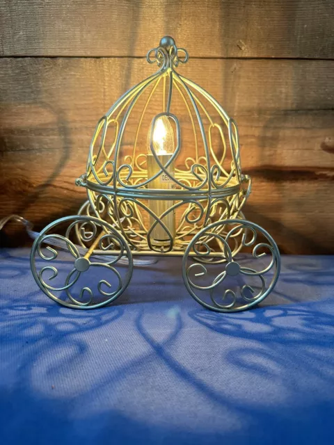 Cinderella Carriage Coach Gold Metal Pumpkin Night Light Lamp Flaws