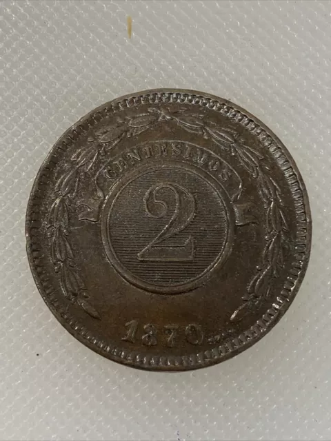 1870 Paraguay 2 Centesimos Y1