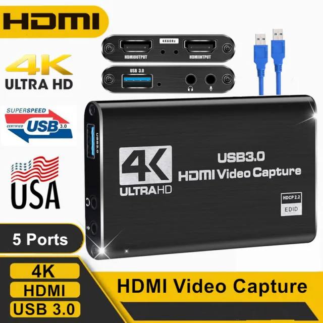 4K Audio Video Capture Card USB3.0 HDMI Video Capture Device Full HD 1080P DT US