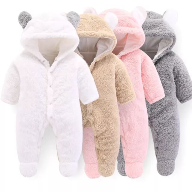 Newborn Baby Boy Girl Kids Bear Hooded Romper Jumpsuit Outfit Clothes Tops Pants