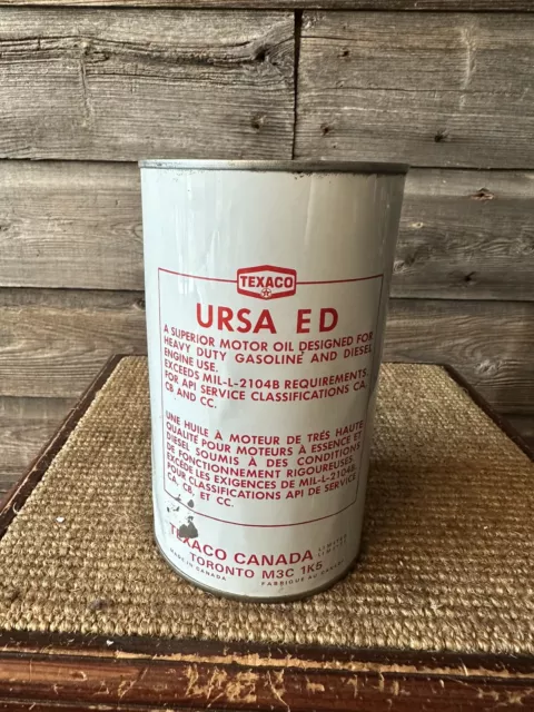 Vintage Texaco Ursa E D Motor Oil Imperial Quart Can 3