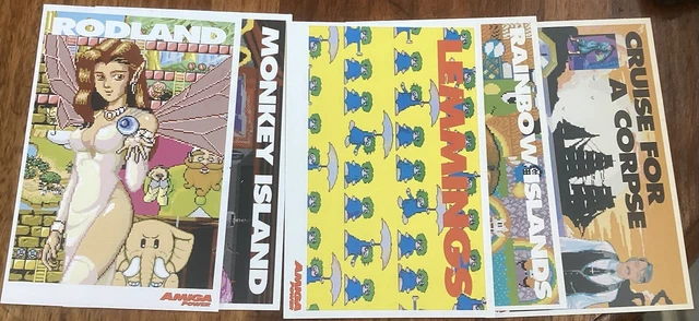 Cartoline Amiga Power x 5 Monkey Island, Rodland, Lemmings, Isole Arcobaleno, Crociera Cartoline Amiga Power x 5 Monkey Island, Rodland, Lemmings, Isole Arcobaleno, Crociera