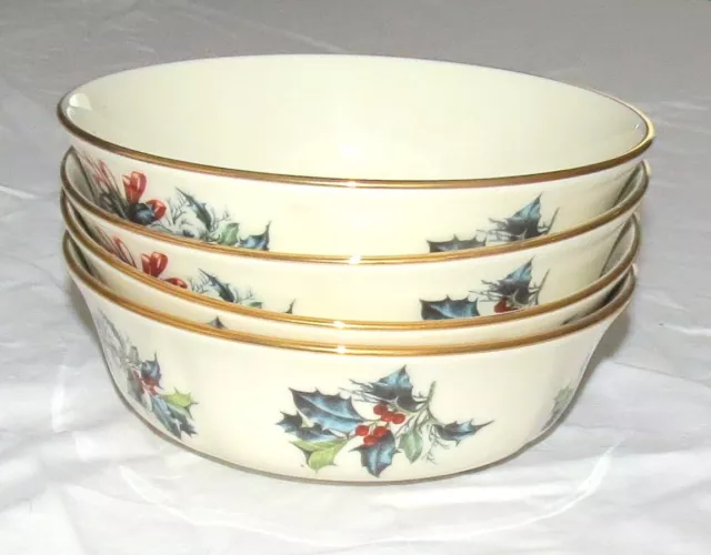 Lenox Winter Greetings FOUR 6.1/4 inch Christmas Wreath Cereal Bowls