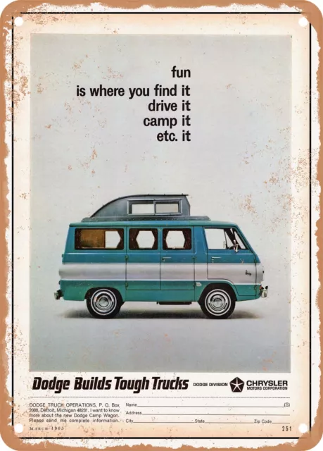 METAL SIGN - 1965 Dodge A100 Camp Wagon Vintage Ad