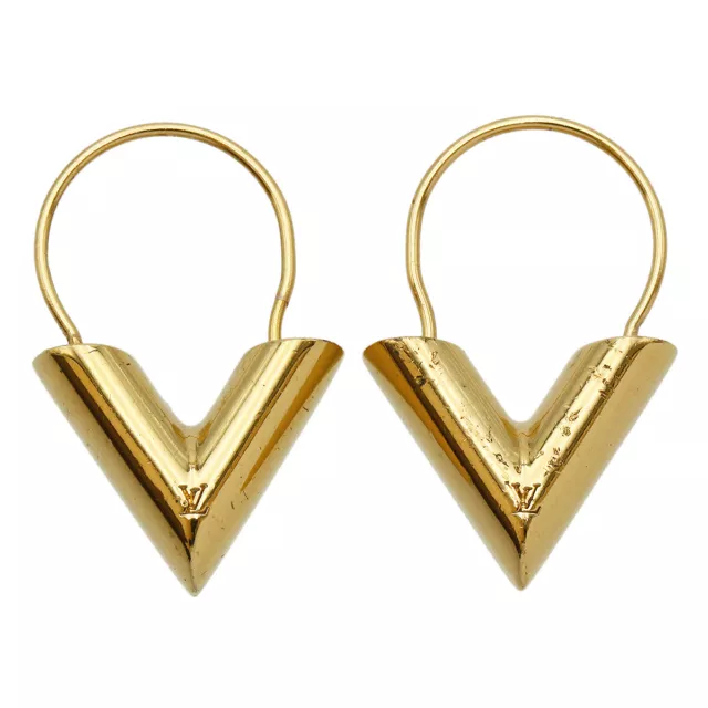 Authentic Louis Vuitton Nanogram 2D Earrings Gold Tone M00393 with