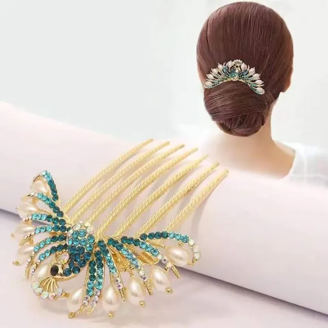 Curler Fashion Jewelry Korean Style Hair Clip Diamond Hairpin Peacock Hair Comb