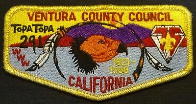 Topa Topa Lodge Oa 291 Bsa Ventura County Ca 1996 Gmy 75Th Ann Council Flap