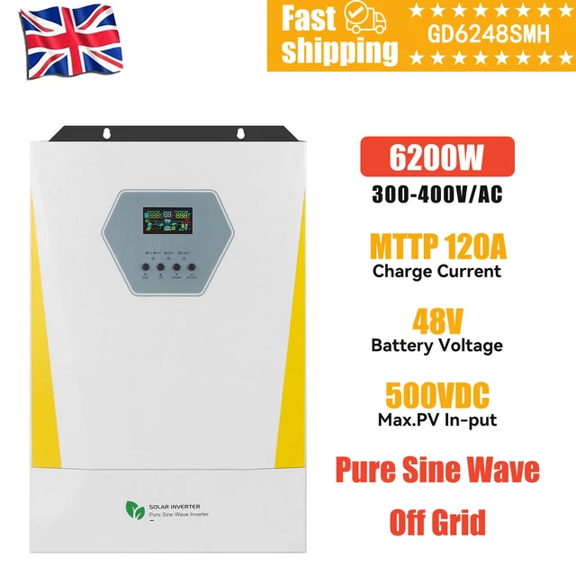 48V 6200W SOLAR Inverter Hybrid Inverter Off Grid With MPPT 120A Solar ...