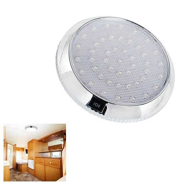 Lot De 4 Plafonniers LED 12V 46 LED - Éclairage Toit Camping-car, Bateau, Véhicule | Interrupteur