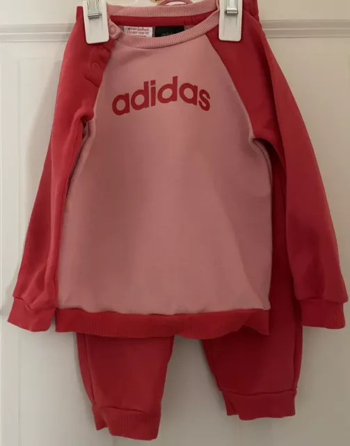 Toddler Girls Pink Adidas Full Tracksuit 12-18 Months