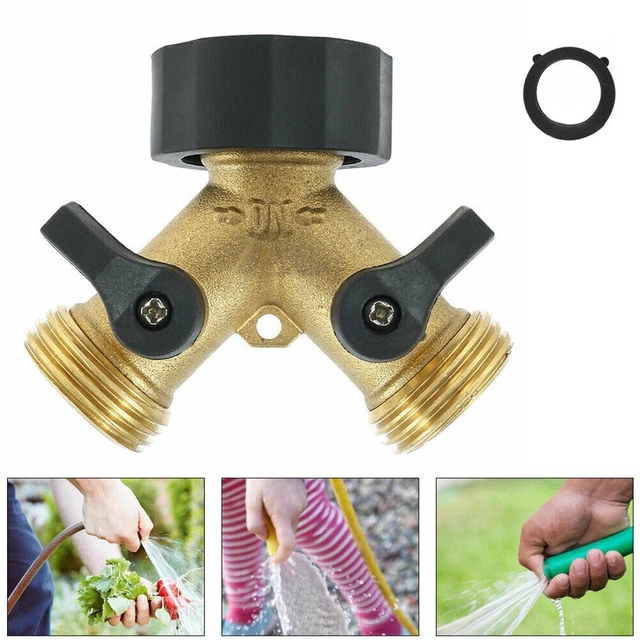 Diviseur Robinet 2 Voies Laiton - Adaptateur 3/4" à 1/2" Avec Robinets - Pour Arrosage Jardin, Machine à Laver... - 10