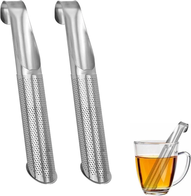 STAINLESS STEEL STICK Pipe Tea Strainer, 2Pcs Long Handle Tea Infuser ...