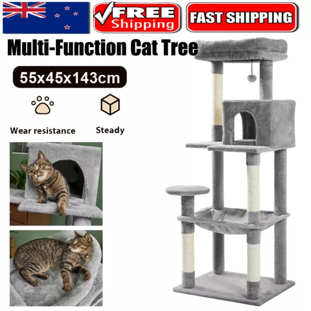 LONESSL Cat Tree Scratching Post Scratcher Tower Condo House Furniture Wood 143