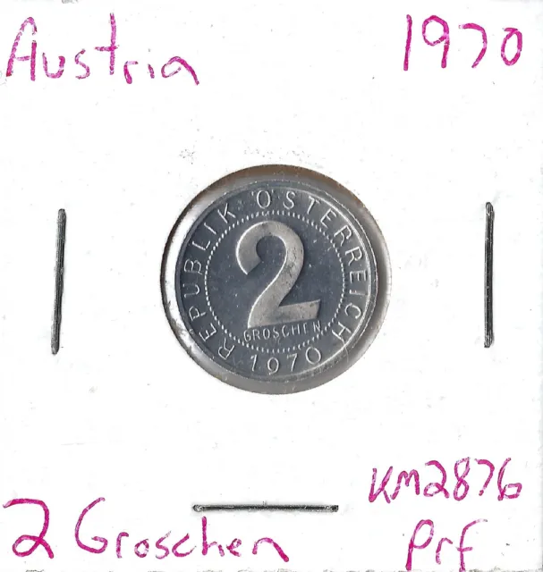 Coin Austria 2 Groschen 1970 KM2876, proof, Combined Shipping