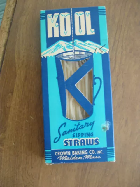 Vintage 1960s Mid Century Kool 100 Sipping Straws Crown Baking Co. MALDEN MA