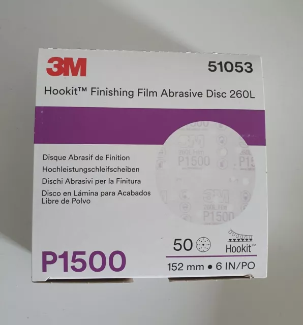 3M  152mm 6in  HOOKIT FINISHING FILM ABRASIVE DISCS 260L  x50 P1500