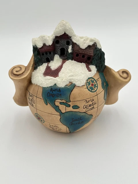 Vintage Ceramic Globe North Pole Christmas Village With Good Boy & Girl List