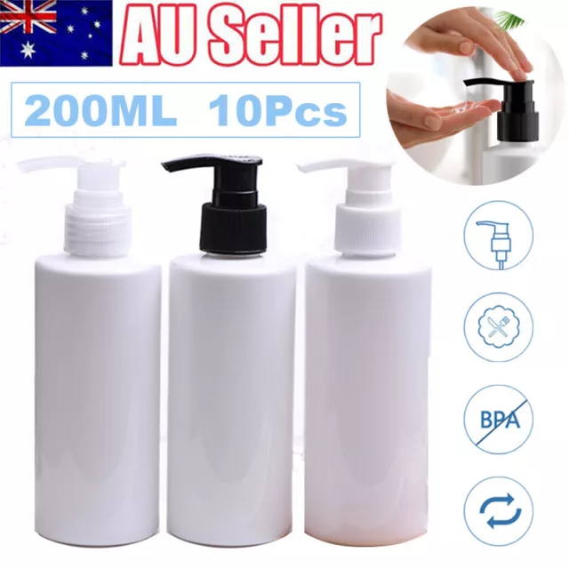 10Pcs 200ml Pump Dispenser Bottle Refillable Cosmetics Bottle for Lotion Shampoo