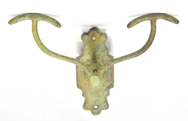 Large Matching Victorian Style Brass Wall Mount Hat / Coat Hook 3