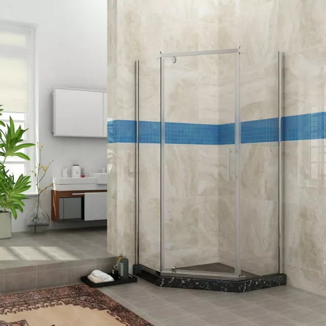 Diamond Semi-Frameless Shower Screen and Base Safety Glass Enclosure 900/1000mm