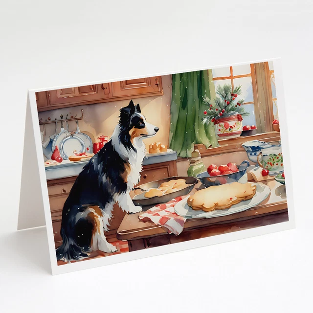 Border Collie Christmas Cookies Cards Envelopes Pack of 8 DAC3740GCA7P