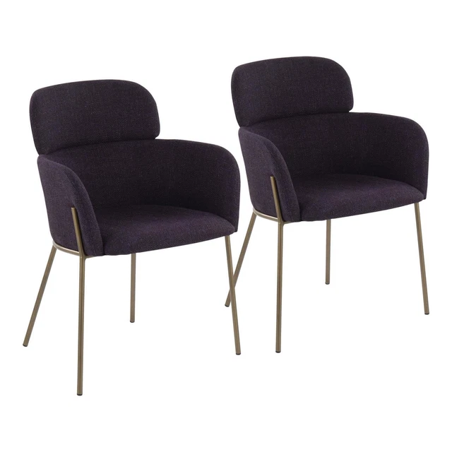 Lumisource Milan Set Of 2 Chair With Antique Brass Metal Finish CH-MILAN ABNPR2