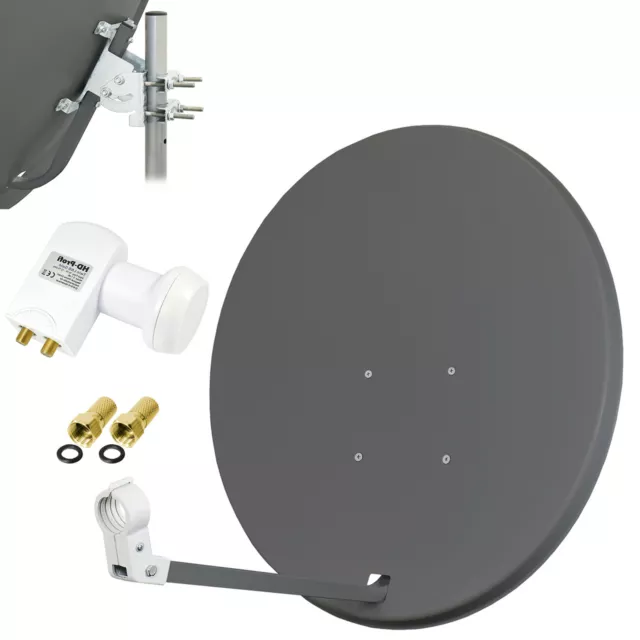 MEGASAT Digitale SAT Anlage 80cm Spiegel Schüssel + HD Profi TWIN LNB 0,1dB 4K d