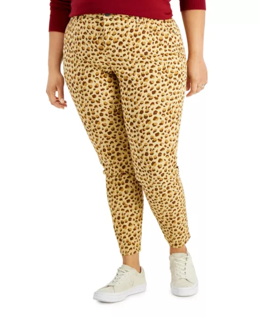 MSRP $50 Style & Co Petite Animal-Print Curvy Skinny Jeans Brown Size 16 P